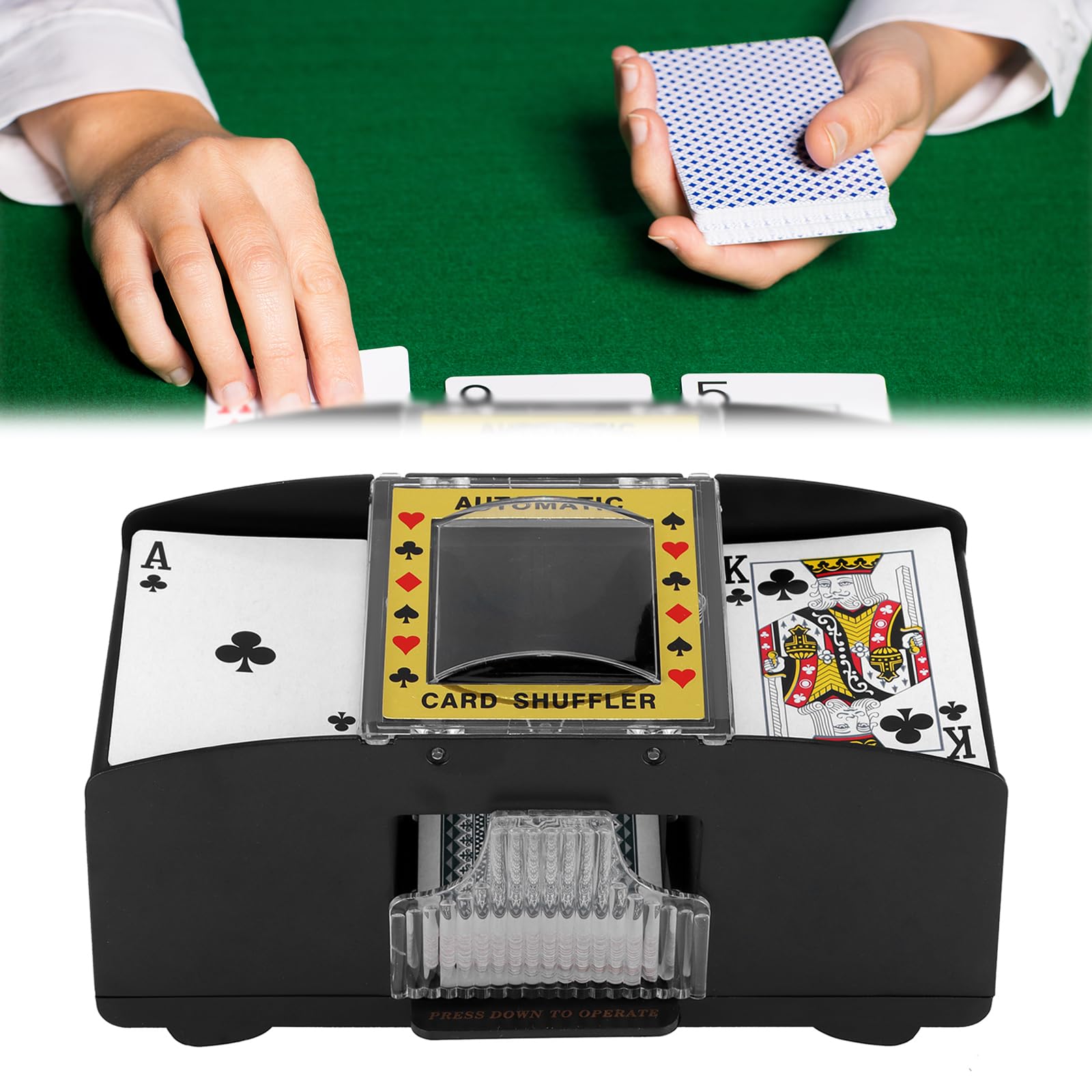 AIWMQYYF Automatic Card Shuffler Machine, Battery Operated Electronic Casino Poker Card Shuffling for 1-2 Decks, Card Shuffler Machine for Texas Hold'em, Home Card Games, Blackjack