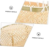 Vista 6 de Zerodeko Cestas de almacenamiento de hierba marina, 2 unidades, rectangulares tejidas, de bambú, canastas de Pascua con asas con bisagras, cesta