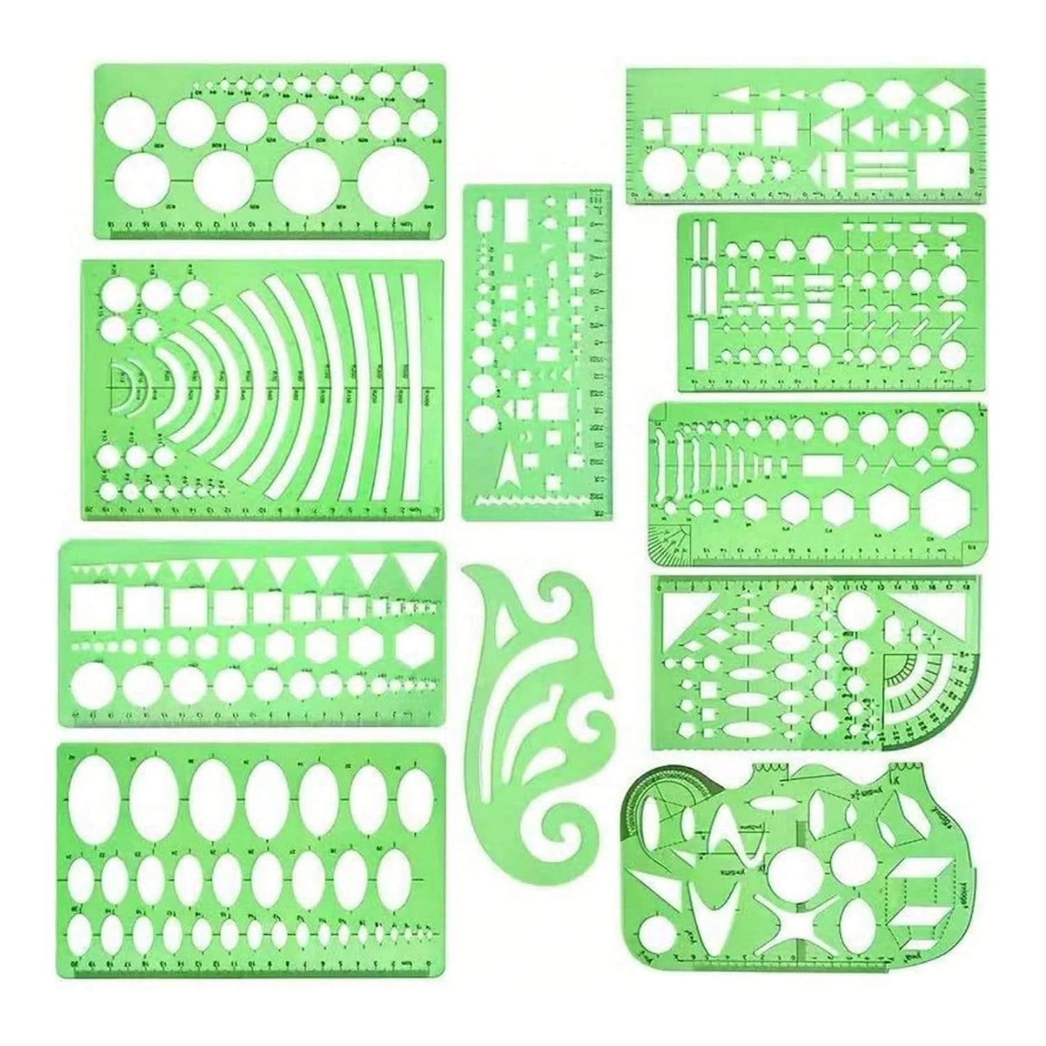 Ruler,11Pcs Geometric Drawing Templates Stencils Clear Measuring Template Rulers Geometric Shape Drawing Template for Drafting