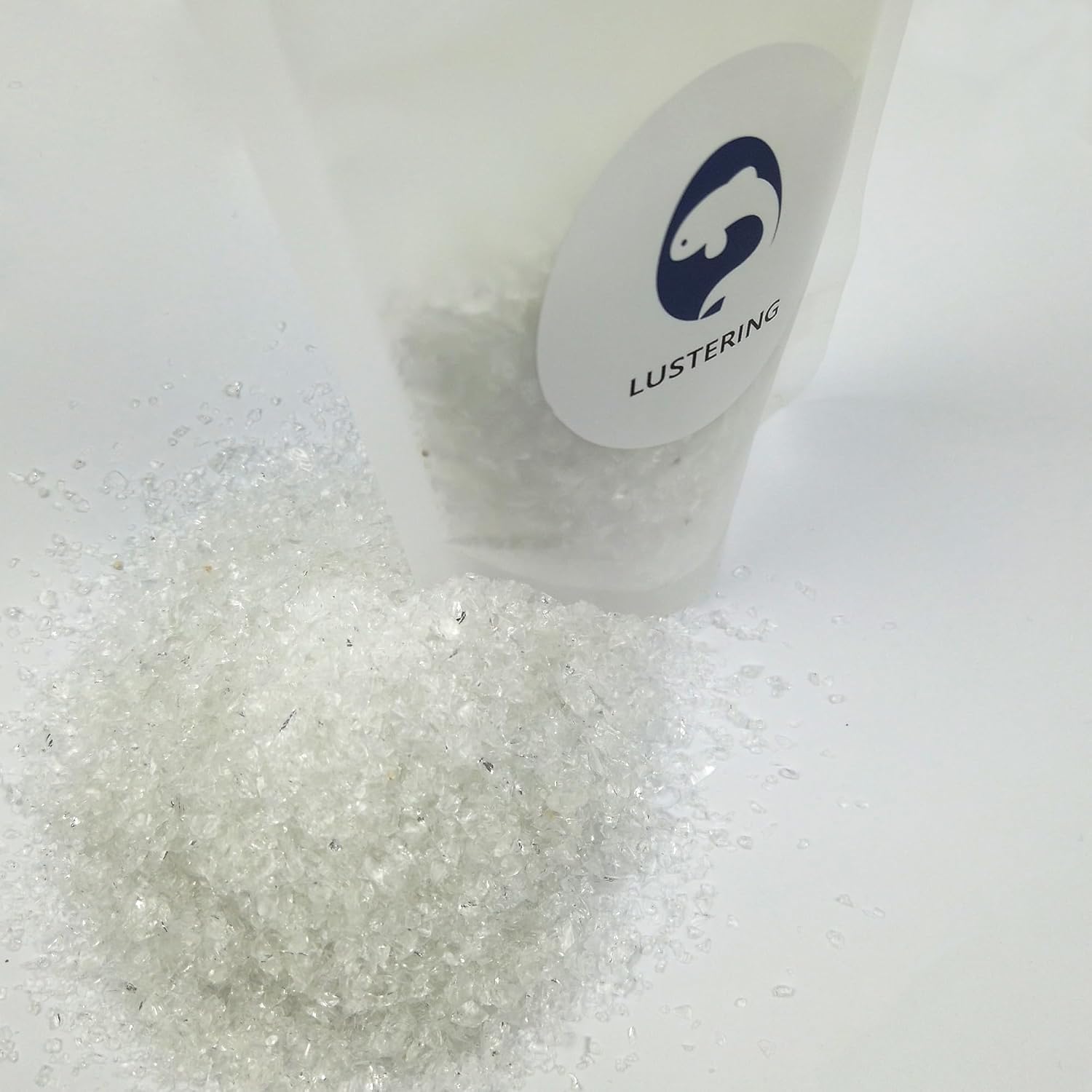 LUSTERING High Luster Crushed Glass Glitter, Broken Glass Chips for Crafts, DIY Epoxy Resin Art, Nail Art, Jewelry Making, Geode Painting, 1-3mm, 100g/3.53oz (Clear/Transparent)