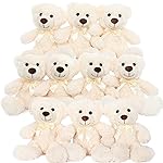 MorisMos 10Pcs Teddy Bears Bulk Baby Shower, 14inch Cute Teddy Bear Stuffed Animals Plush, Small Stuffed Bears on Centerpiece Baby Shower, White