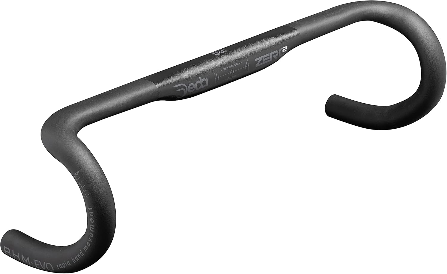 Deda Elementi Zero2 DCR RHM-Evo Drop Handlebar, PoB (Polished on Black), 38cm
