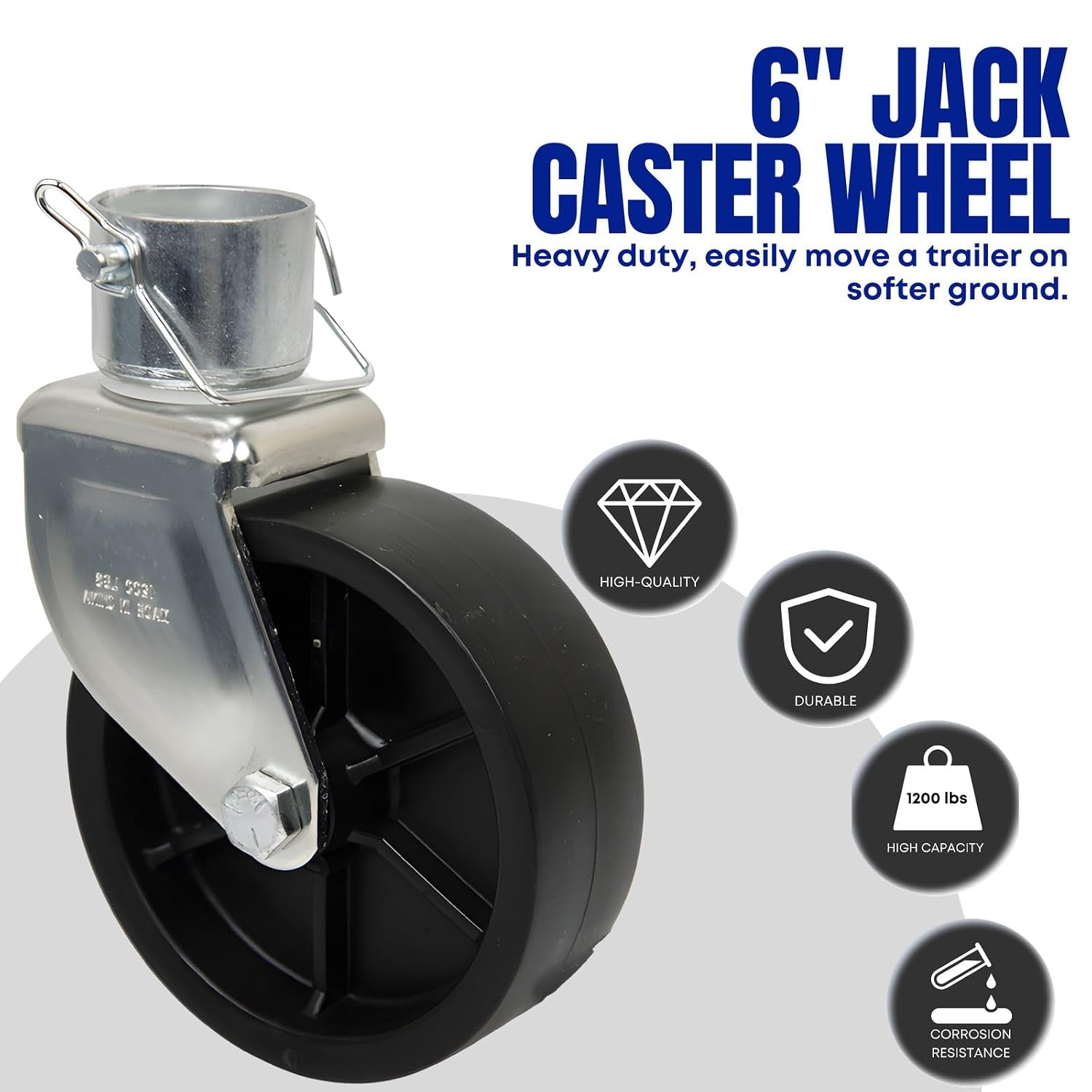 Jeremywell 6" Inch Trailer Swirl Jack Wheel Caster Replacement with Pin Boat Hitch Camper Removable 1200lbs?