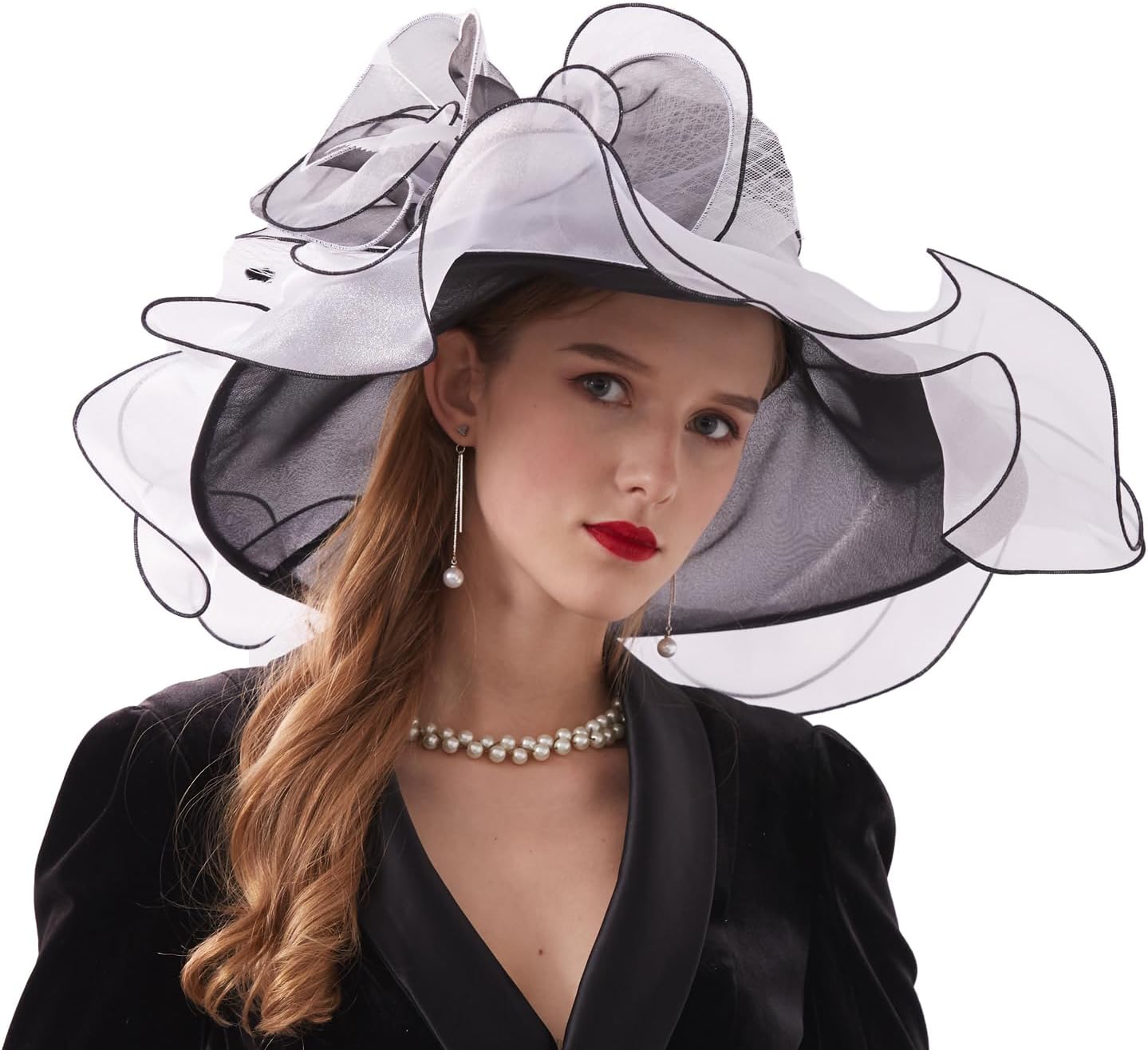 Women's Derby Church Hat Bridal Tea Party Wedding Party Sun Hat with Detachable hat Flower as Fascinators