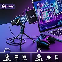 Vista 2 de TONOR Micrófono USB RGB, micrófono de condensador cardioide para computadora PC con soporte para trípode, filtro pop, soporte antivibración