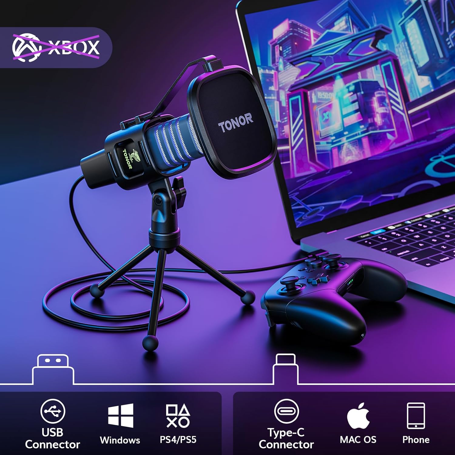 TONOR RGB USB Microphone, Cardioid Condenser Computer PC Mic with Tripod Stand, Pop Filter, Shock Mount for Gaming, Streaming, Podcasting, YouTube, Twitch, Compatible with Laptop Desktop,TC30 with RGB 12 71Ge2Hby78L. SL1500