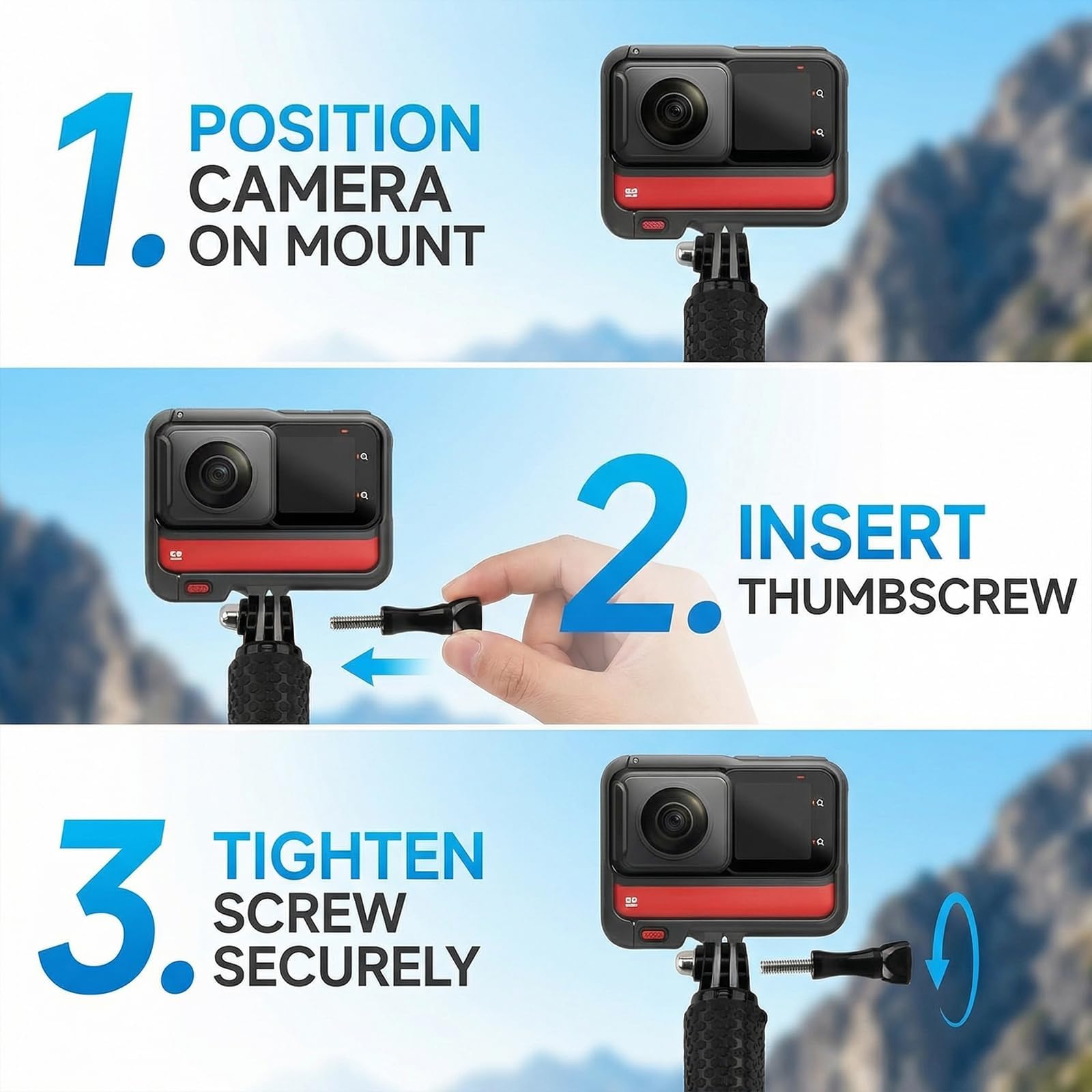 Perche Etanche pour GoPro et Action Cam, télescopique 49 cm, Format Compact 18 cm, Perche à Selfie Etanche sous Marine, Compatible DJI Osmo Action, Insta360 Ace Pro