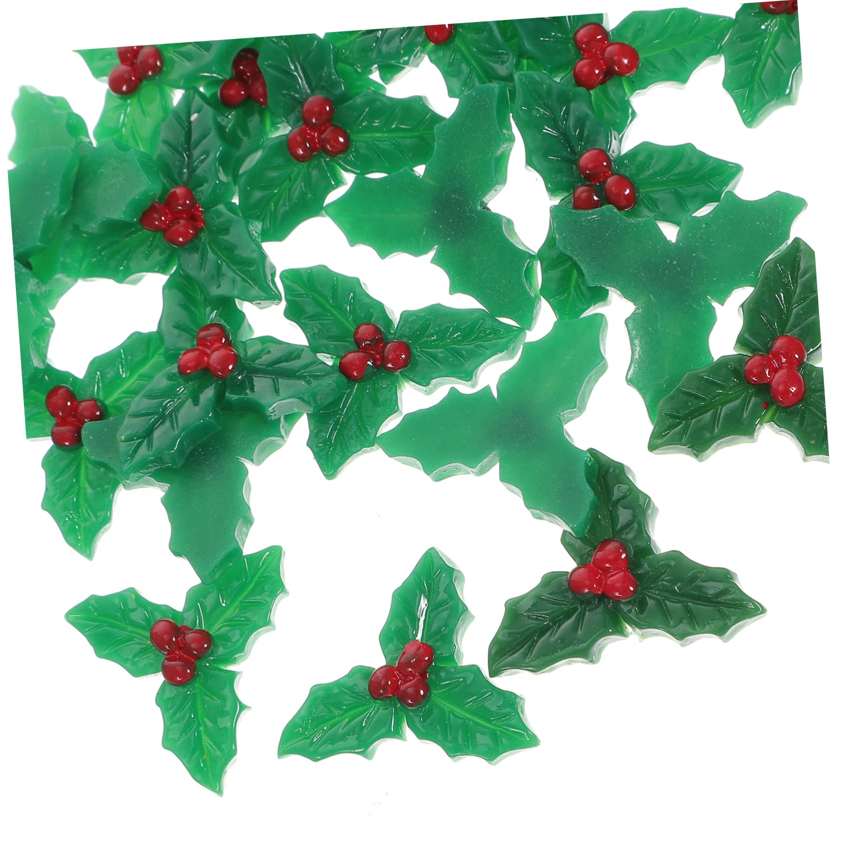 Abaodam Lot De 5 Décorations De Noël en Résine Houx Feuilles Baies Couronne De Sapin De Noël 30 Pièces X 5