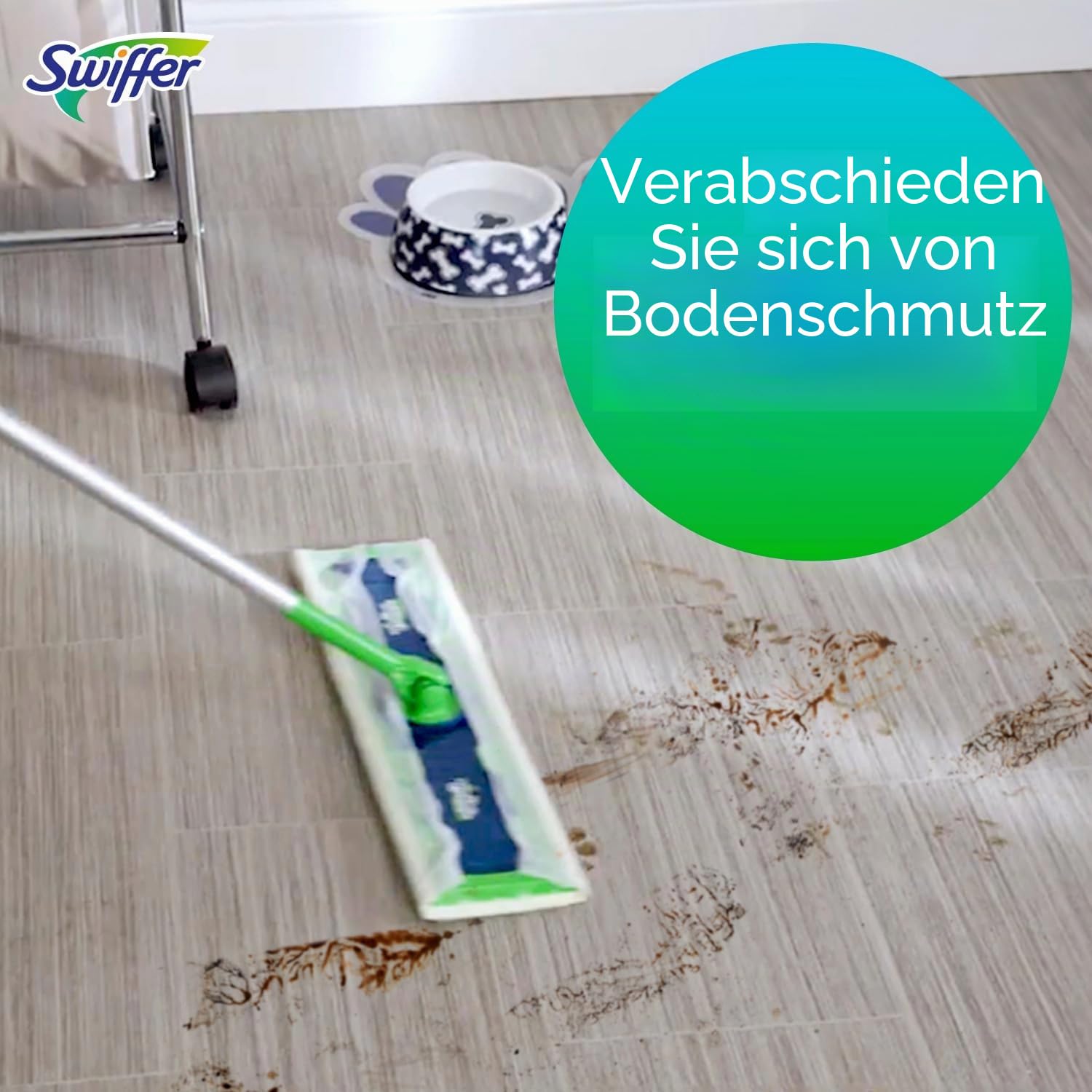 Swiffer Sweep + Mop XL, Besen & Mop Alternative, Bodenreiniger für Schmutz, Staub, Haare, Allzweck-Reinigungswerkzeug für Zuhause, Bad, Küche, Set beinhaltet 1 XL Kehrmaschine 8 XL Trockenpads 2 XL