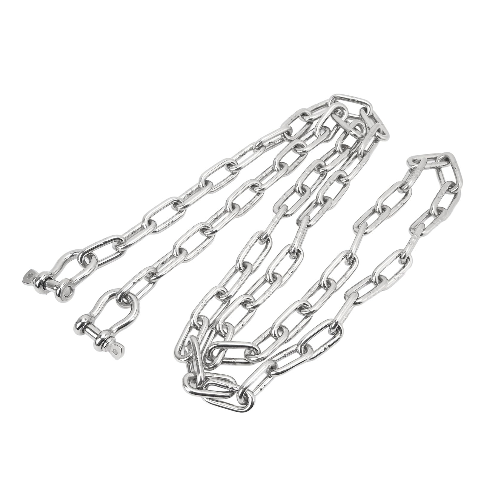 TANIQIACA 6.6ft 316 Stainless Steel Marine Anchor Chain with Double 5/16in Shackle Links for Secure Yacht and Ship Anchoring