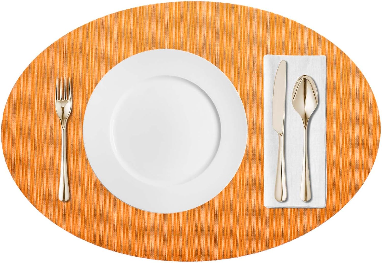 AHHFSMEI Placemats for Dining Table Woven Vinyl Plastic Place Mats Non-Slip Heat Insulation Stain Resistant Table Mats Washable Easy Clean 18.8x13 inches Placemats (Orange)