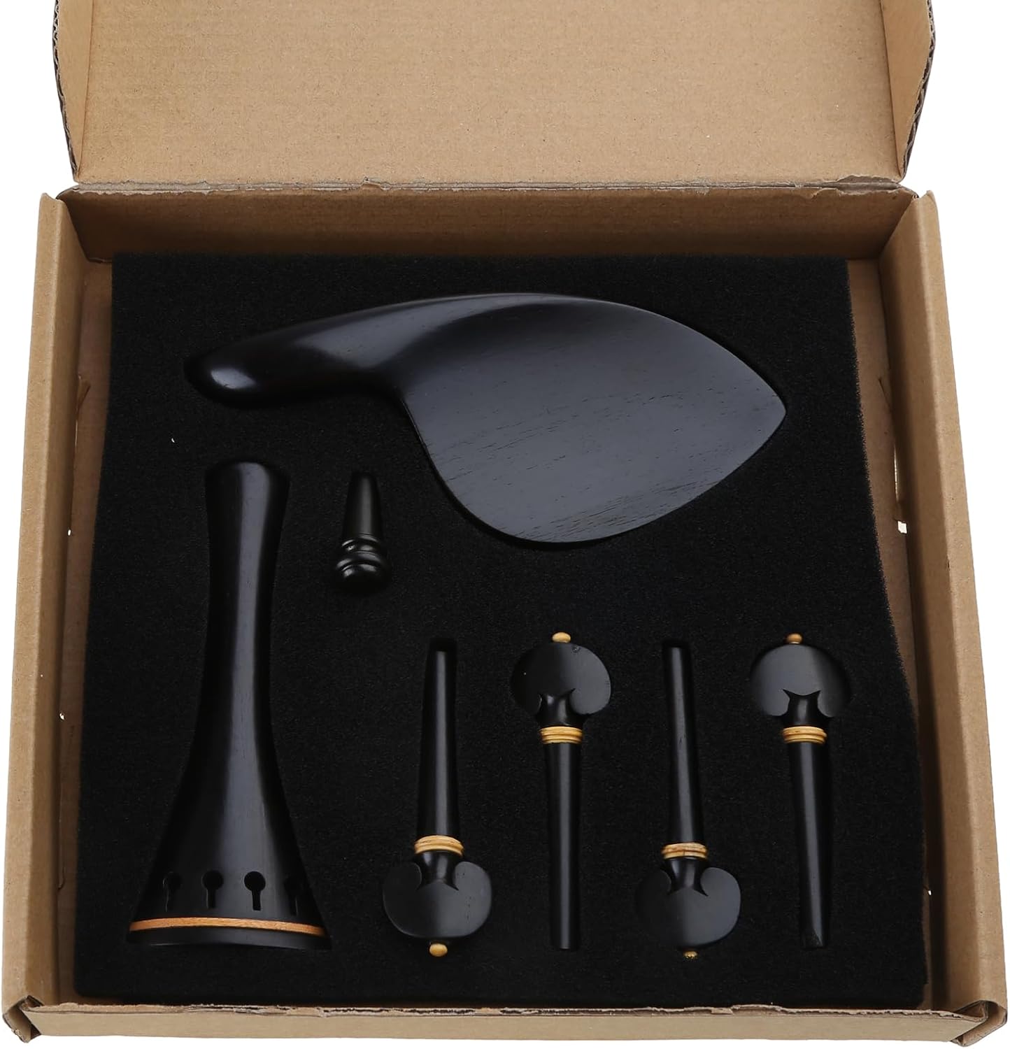 Violin Parts 4/4 Violin Fittings Set with Pull String Board Endpin Tuning Pegs Chinrest Violin Accessories