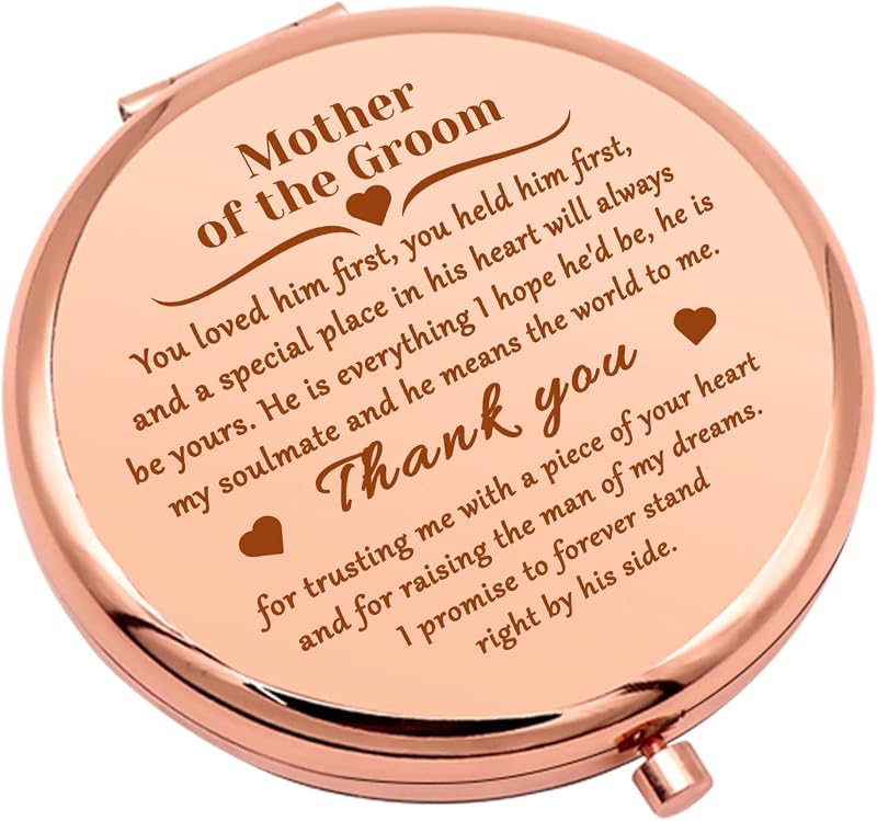 Espelho compacto de maquiagem Mwphuy com suporte de mesa, 6,6 cm, Rose gold