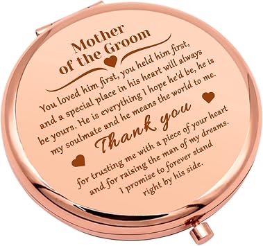 Mwphuy Compact Makeup Mirror for Mother of The Groom, Tabletop Mount, 2.6 inches, Rose Gold