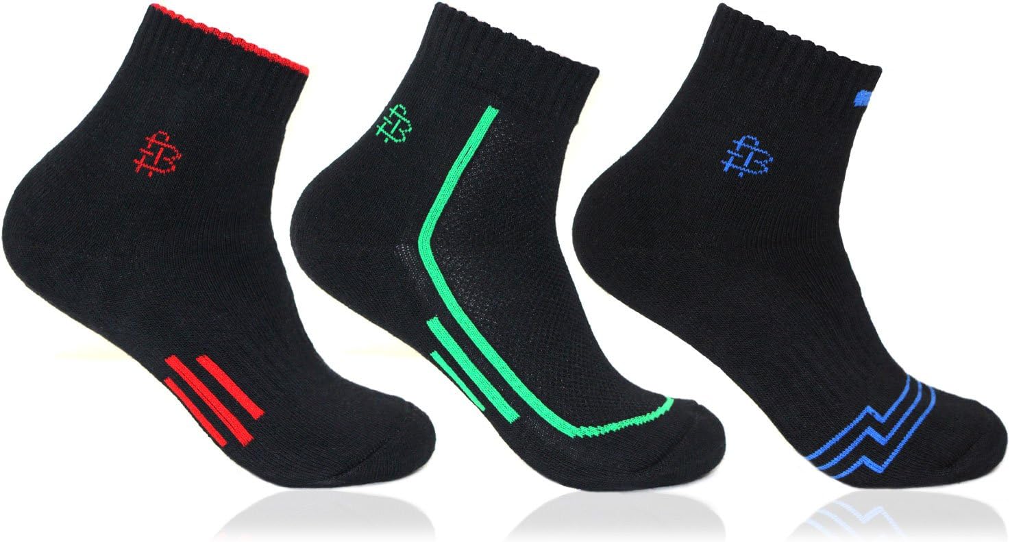 Men's Black Ankle Length Sports 3 Pair Socks(BRO7004ANK-PO3_Black)