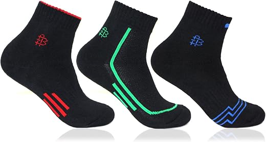 Bonjour Men's Black Ankle Length Sports 3 Pair Socks(BRO7004ANK-PO3_Black)