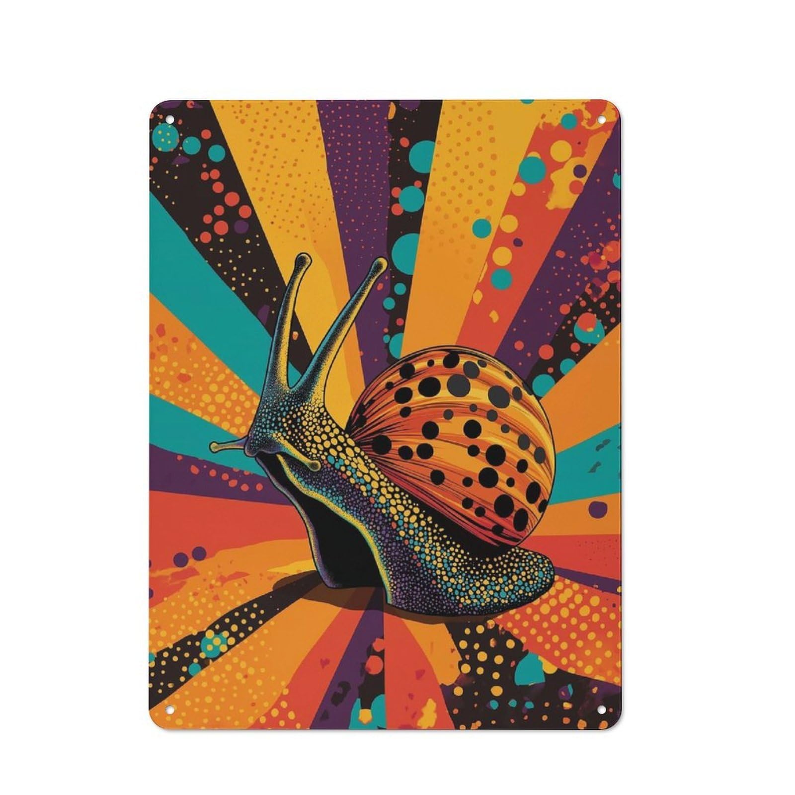 Cottage Tin Sign 40x30cm Featuring Snail Pop Art Rainbow Snail Funky Garden Creature, Porch Wall Decor for Shed, Garden Room, Porch Or Garage