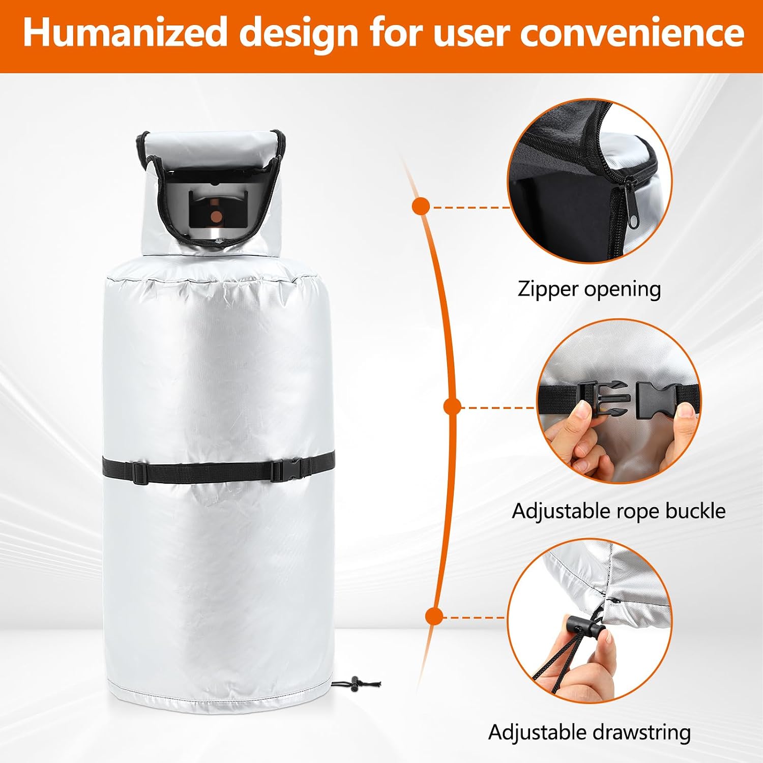Geelin 2 Pcs 40lb Propane Tank Winter Cover Thickened Built-in Anti-Freezing Felt Openable Top Waterproof Dustproof UV Resistant Frost Resistant Propane Gas Can Protection Cover for Tank Protection