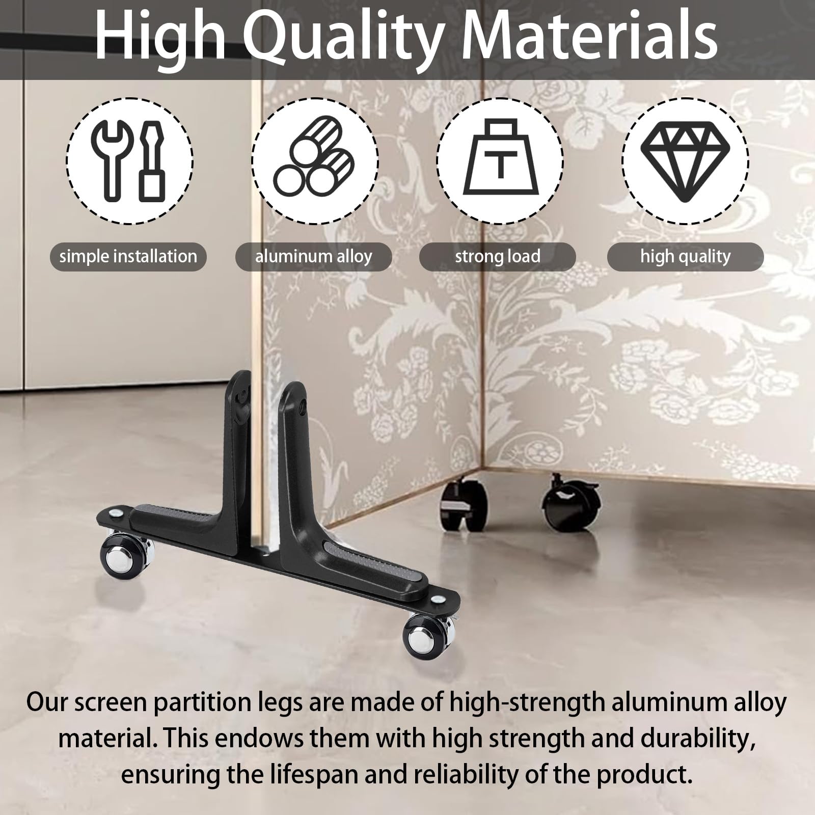 Pies Separador de Ambientes, Paquete de 2 Soportes para Biombo Separador de Ambientes con Rueda de Aleación Universal Pies Divisorios Ajustables de 1 a 6 cm de Ancho para Oficina Salas de Formación