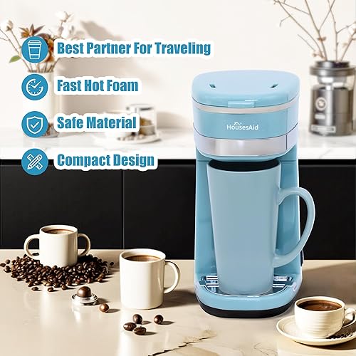 Miniatura 2 de Cafetera, cafetera de una sola porción, cafetera de una taza con filtro reutilizable y botón de control de un solo toque, cafetera portátil para