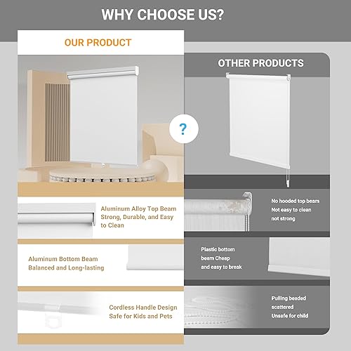 Miniatura 4 de HOTSOON Persianas opacas para ventanas, persianas enrollables a juego de color, protección UV, aislamiento térmico, tela de oscurecimiento de