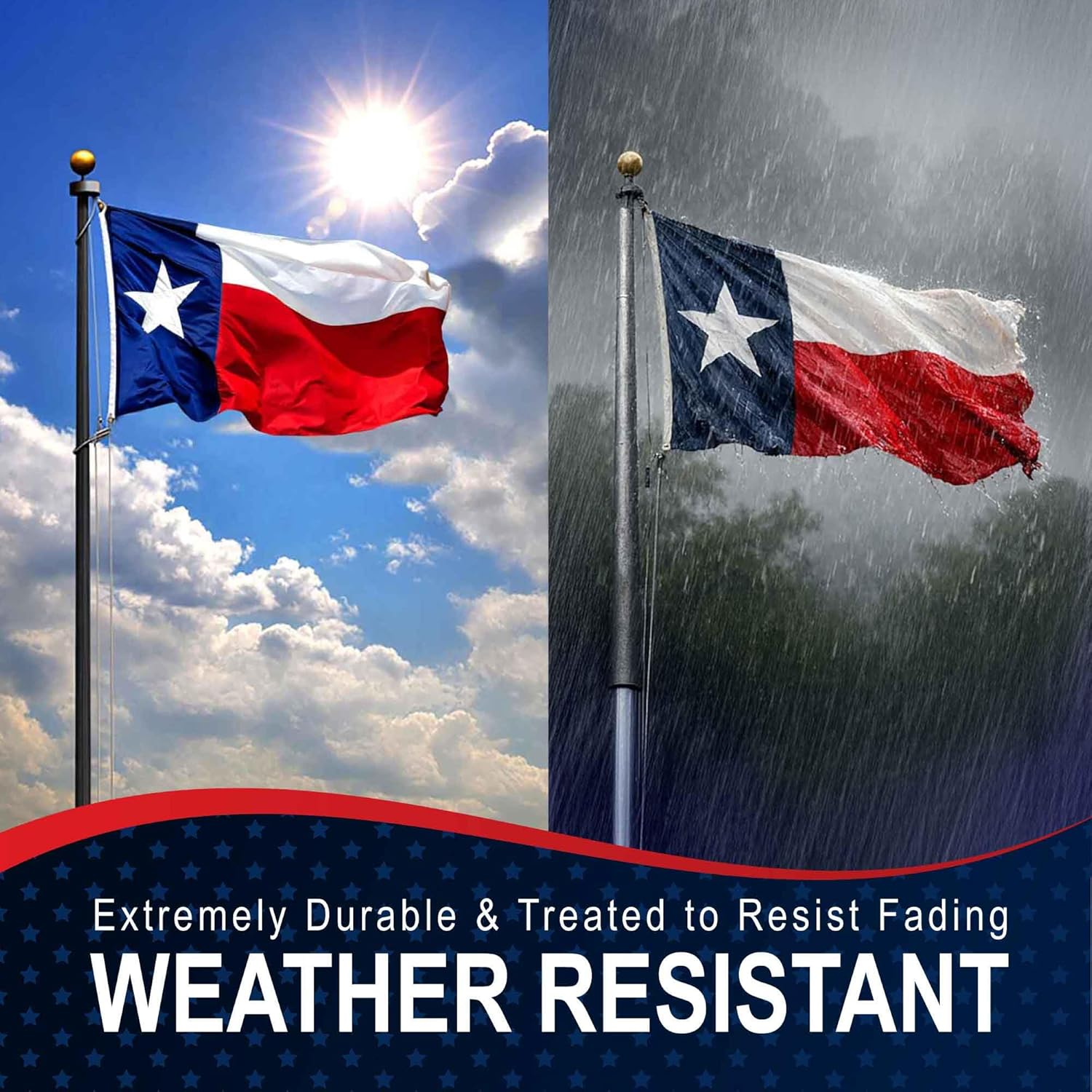 Texas State Flag 4x6 Made in USA – Heavy Duty Outdoor Flag Premium 200D Durawavez Nylon, Brass Grommets & Canvas Header – Collins Flags