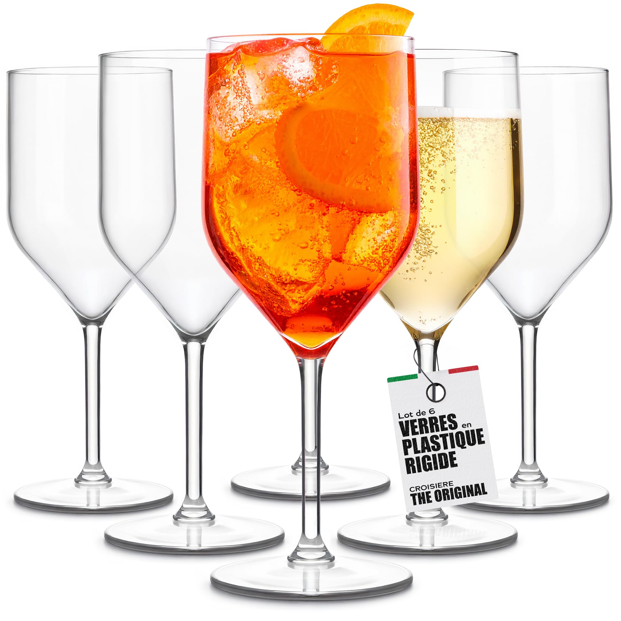 Verres a vin incassables et réutilisables lot de 6 verres a pied rigides 25 cl sans BPA