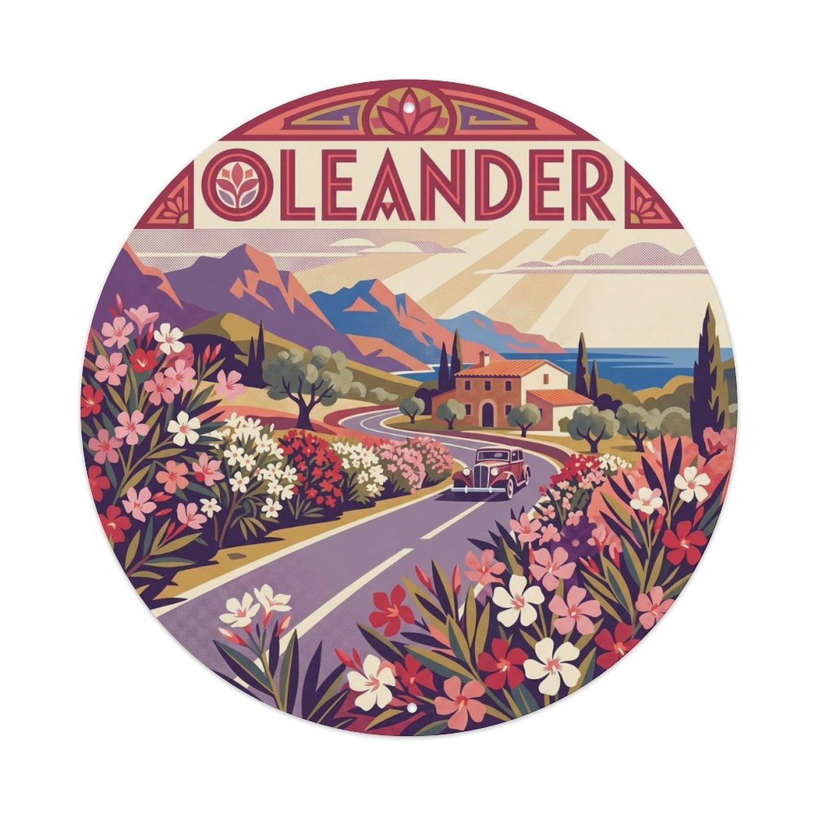 Mallorca Oleander Balearic Travel Mediterranean Coast Metal Tin Sign