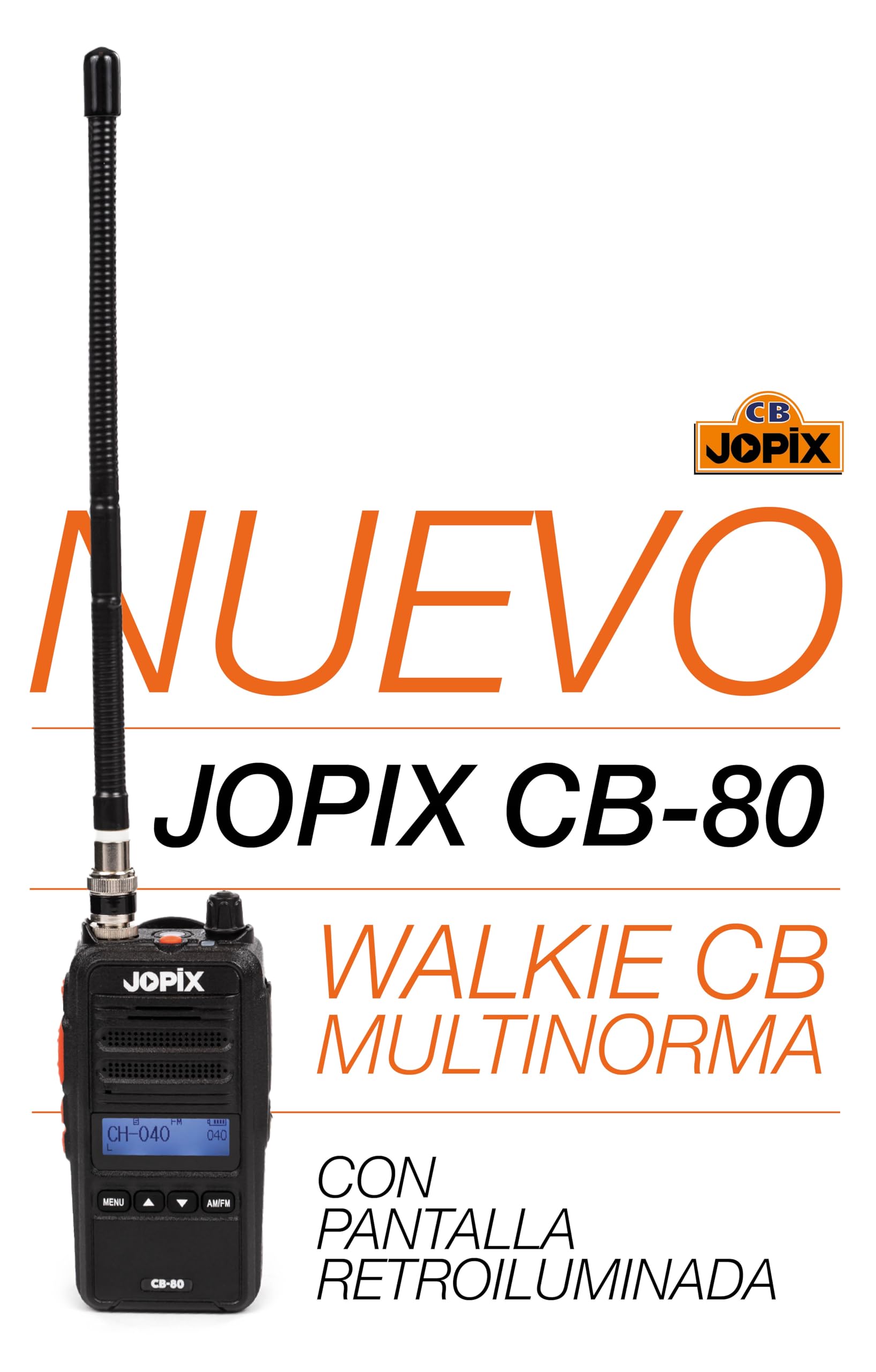 Jopix CB-80 Multi-Norm CB-Funk Handgerät - Tragbare 27 MHz CB-Funkgeräte AM/FM 4W Walkie-Talkie mit 2600mAh Li-Ion Akku