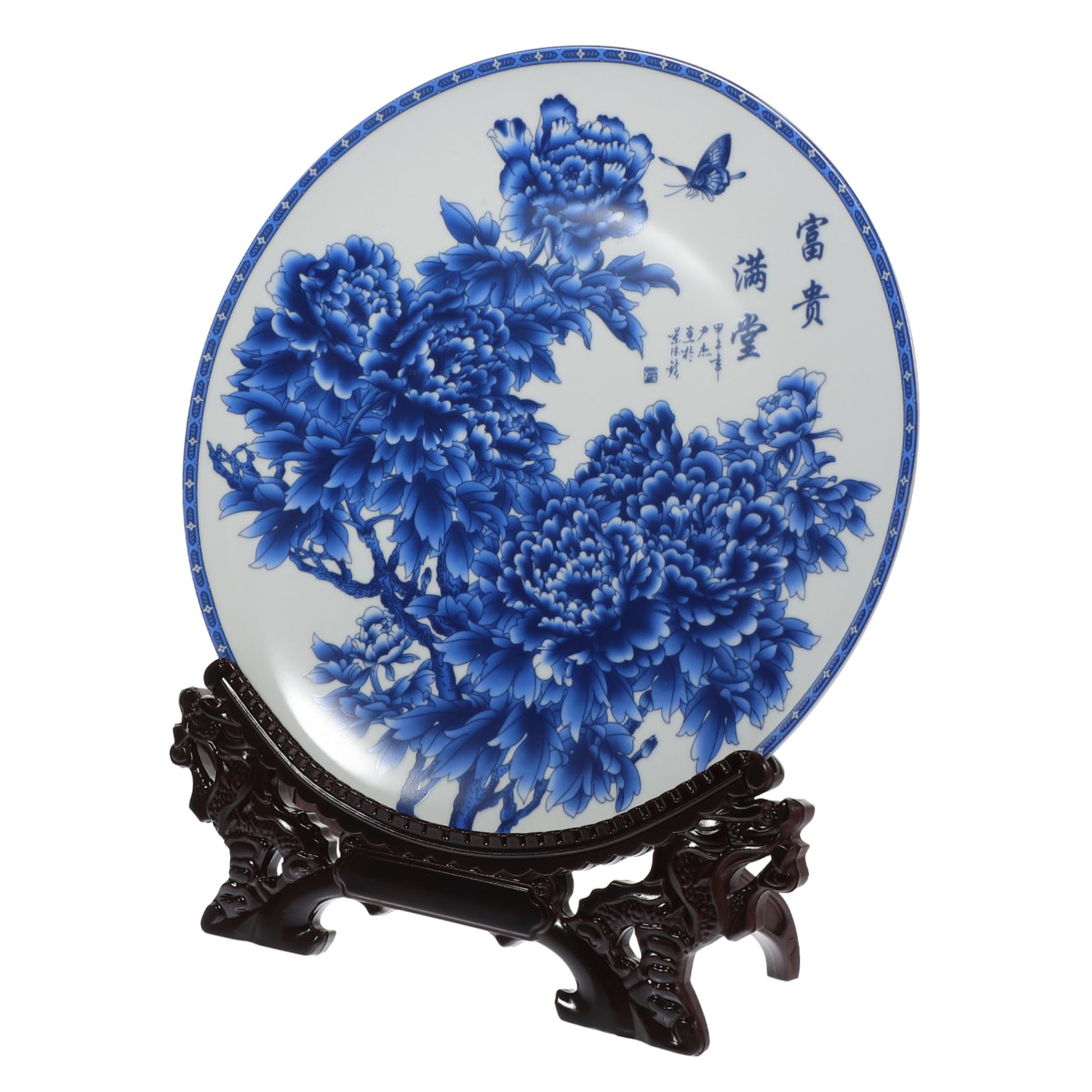 Plato de cerámica azul de arte para decorar salones y cenas elegantes