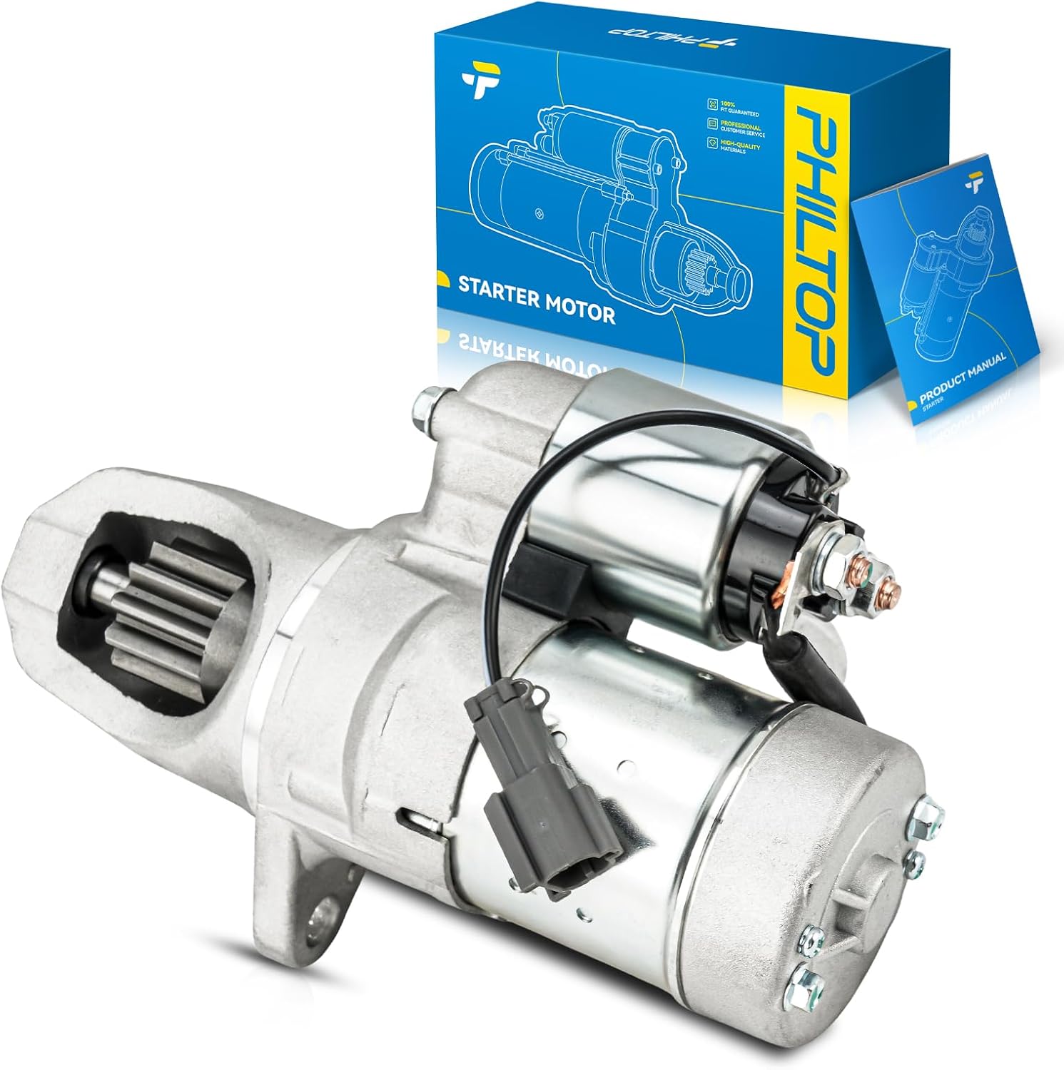 PHILTOP New Starter Motor Replacement for 2000-2001 I30, 2002-2004 I35, 2000-2001 Maxima, 2002-2003 Maxima Automatic, (11-Tooth) 17779N 12V 1.4KW CCW