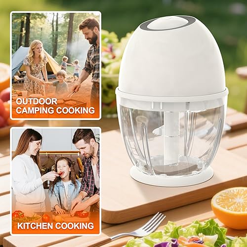 Miniatura 3 de Picadora eléctrica portátil de ajo, 15.2 fl oz, de gran volumen, inalámbrico, mini procesador de alimentos con carga USB, cuchillas afiladas de