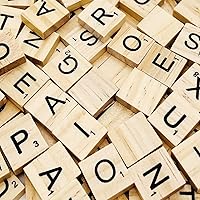 Vista 4 de 300 piezas de azulejos de letras de madera, azulejos de madera para manualidades, decoración de regalo de madera para hacer posavasos del alfabeto