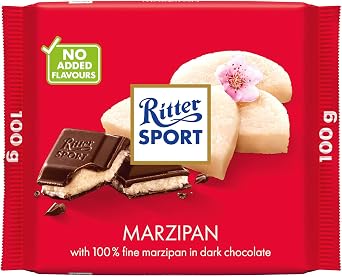 Ritter Sport Marzipan Dark Chocolate Bar, 100g, Chocolate Sharing Bar