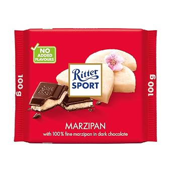 Ritter Sport Dark Chocolate with Marzipan 100g (Pack of 12)