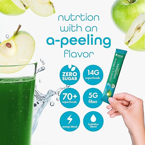Miniatura 4 de Zena Nutrition Polvo de Energía y Hidratación de Super Verdes Orgánicos, Más de 70 Superalimentos, 0 Azúcar, 5G de Fibra, Espirulina, Clorella