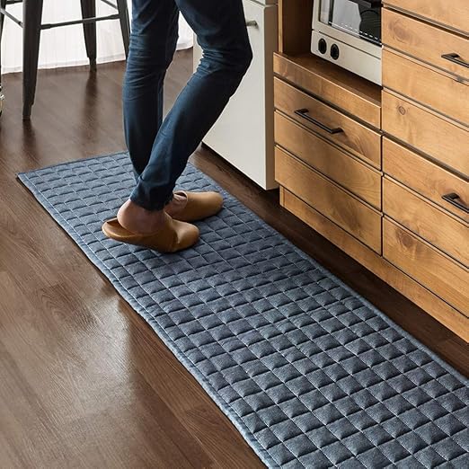 Amazon エア リゾーム キッチンマット 240 洗える おしゃれ すべり止め キッチン ラグ デニムデザインキッチンマット 45 240cm ネイビー キッチンマット オンライン通販