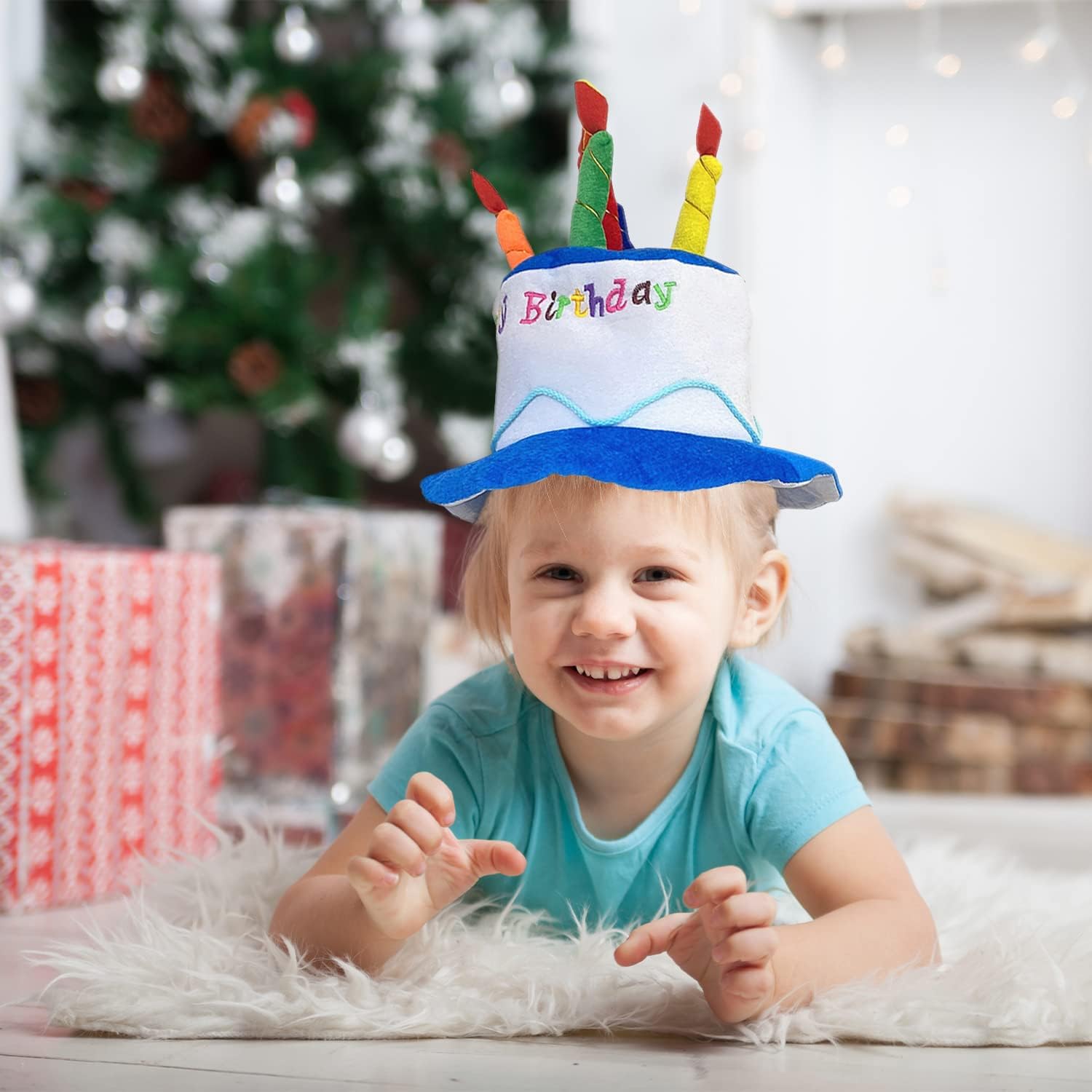 Chapeau Gâteau Anniversaire Avec Lunettes - Déco Fête Adulte, Taille 58-60cm (Bleu Ou Rose)
