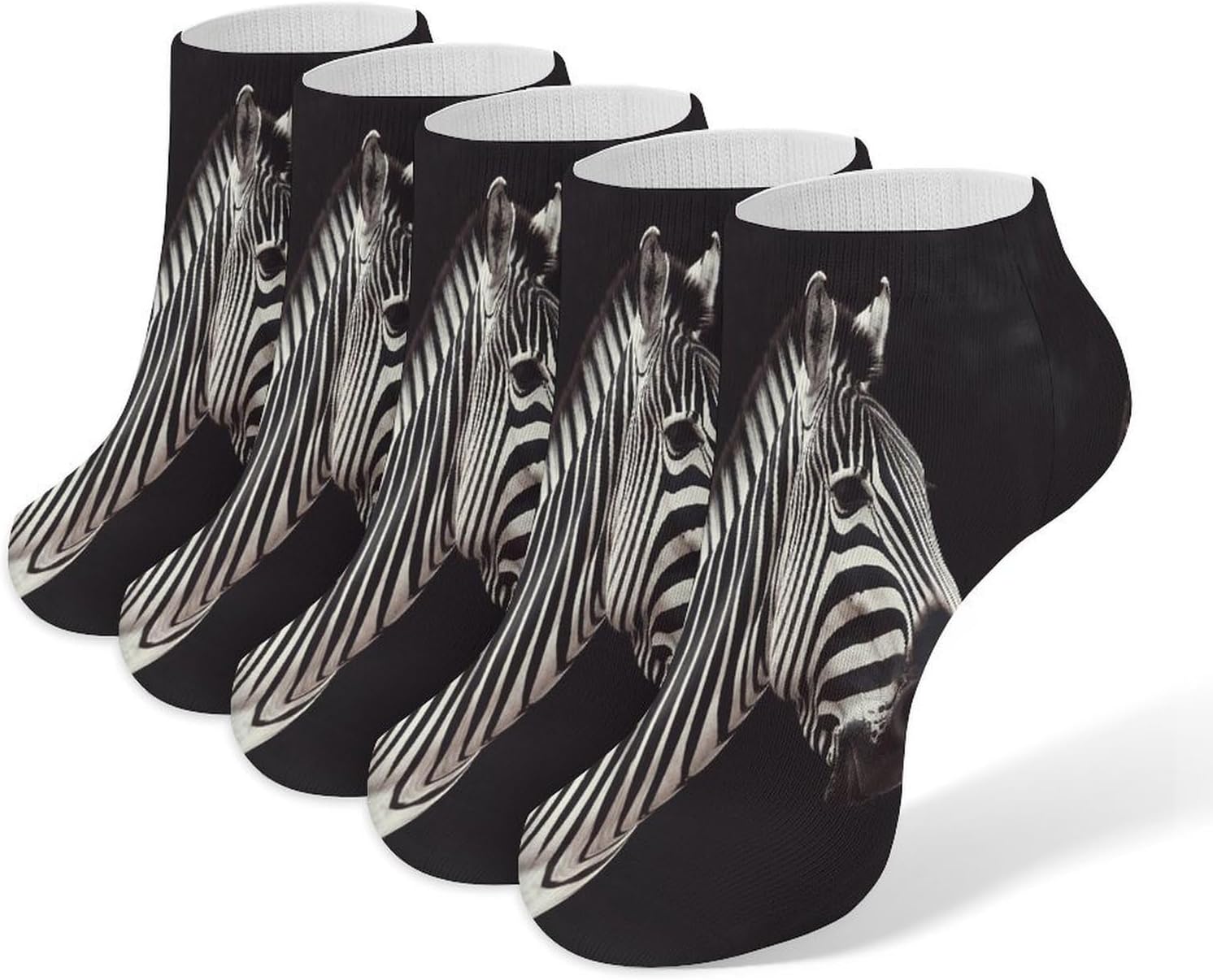 Socks for Men Women 5 Pairs Short Ankle Socks | Animal Zebra Low Cut Casual Crew Sock Cute Breathable Athletic Socks Non Slip No Show Sock