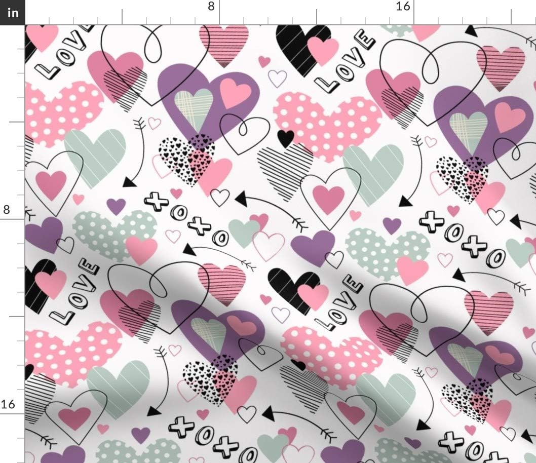 Spoonflower Fabric - Love Valentines Day Hearts Arrows Fun Girls Room Pastels Pastel Printed on Petal Signature Cotton Fabric by The Yard - Sewing Quilting Apparel Crafts Decor