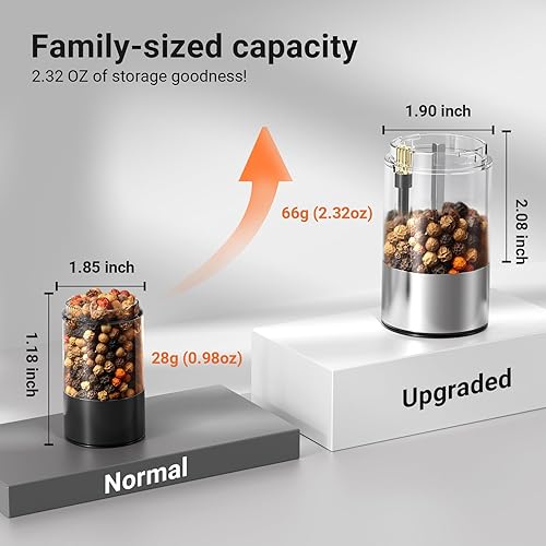 Miniatura 3 de Molinillo eléctrico recargable de sal y pimienta de gran capacidad, puerto de carga USB con cubierta deslizante antipolvo molinillo automático de