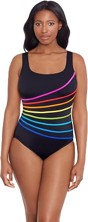 Great Lengths Womens 8 Overlay Fank Tank One Piece Swimsuit