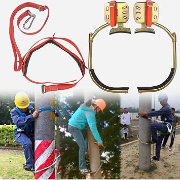 Adjustable Pole Climbing Spikes, Electrician Concrete Wooden Pole Climbing Foot Buckle, Portable Anti-slip Tree Climbings Gear for Picking Fruit Coconut450mm/17.7"