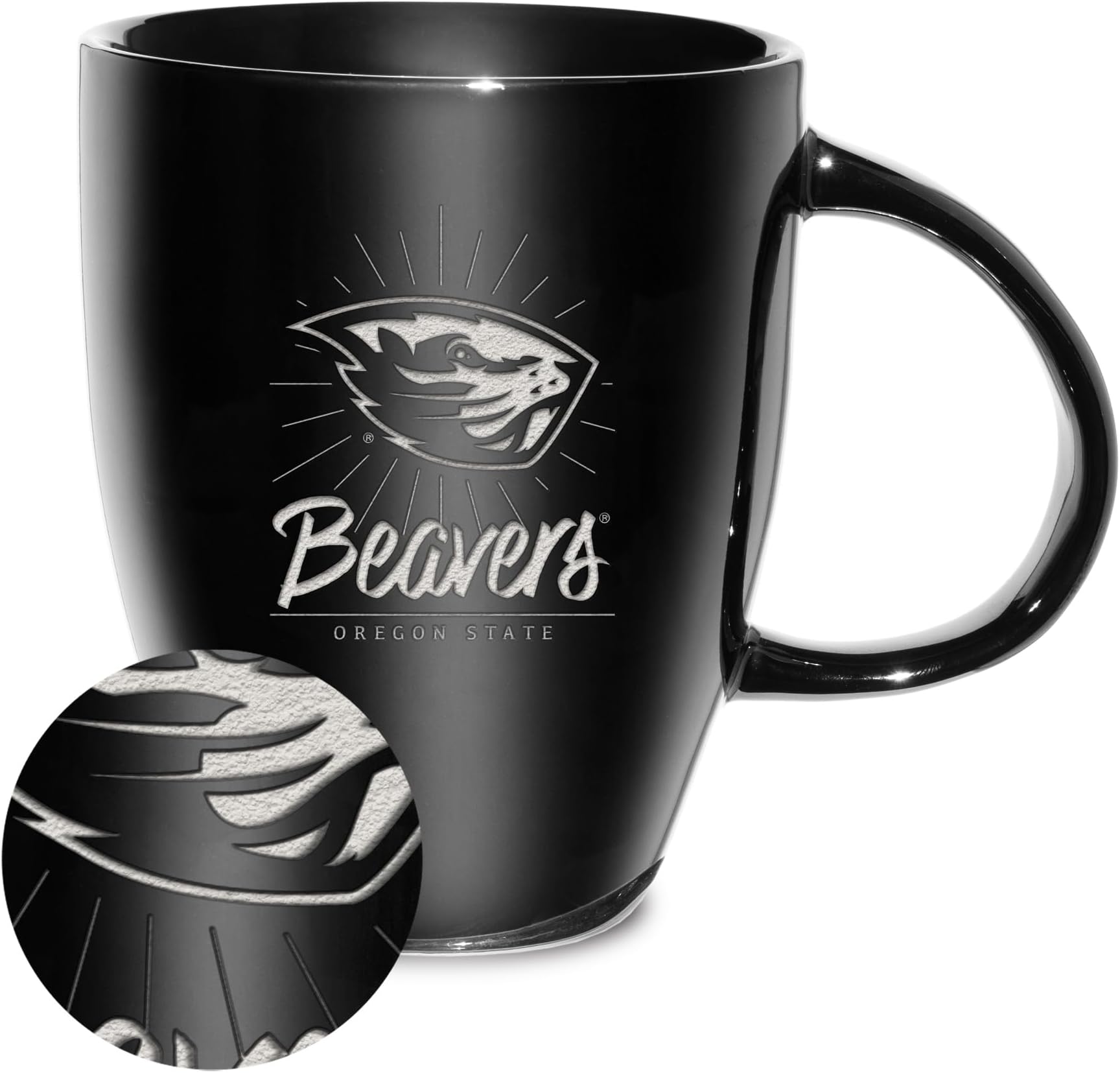Rico IndustriesNCAA Oregon State Beavers Sunburst 18oz Laser Engraved Ceramic Lustre Mug