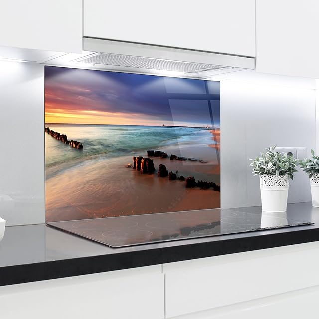Splashback Tempered Glass Heat Resistant Toughened Decorative  90 x 65 cm  4 mm Thick  Perfect behind Gas, Ceramic and Induction Cookers  Easy to Clean and Hang