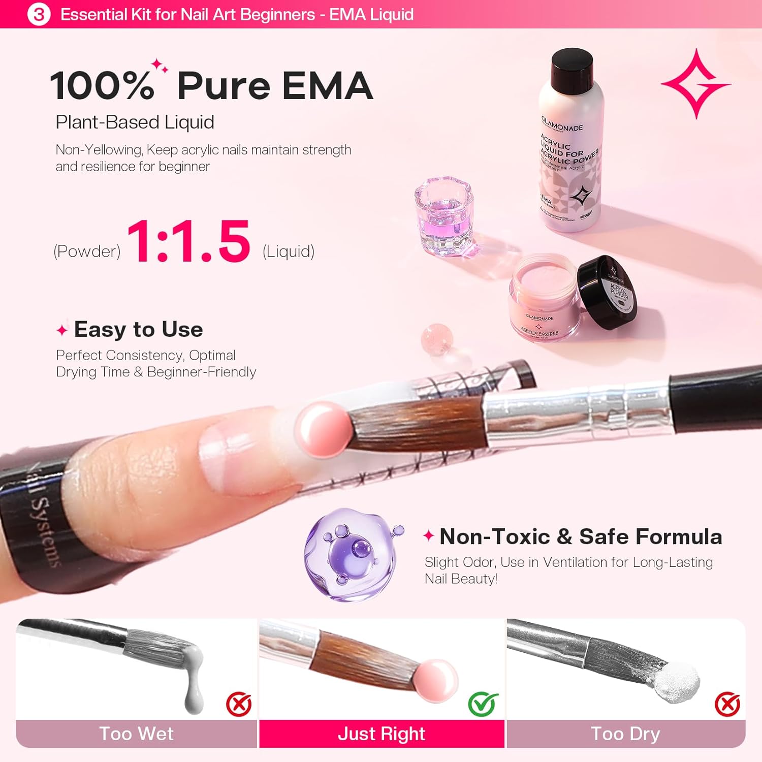 Acrylic Nail Kit for Beginners: Professional Nail Set with Drill Acrylic Powder Gel Polish Nail Stamp for Home Starter Practice & DIY Manicure