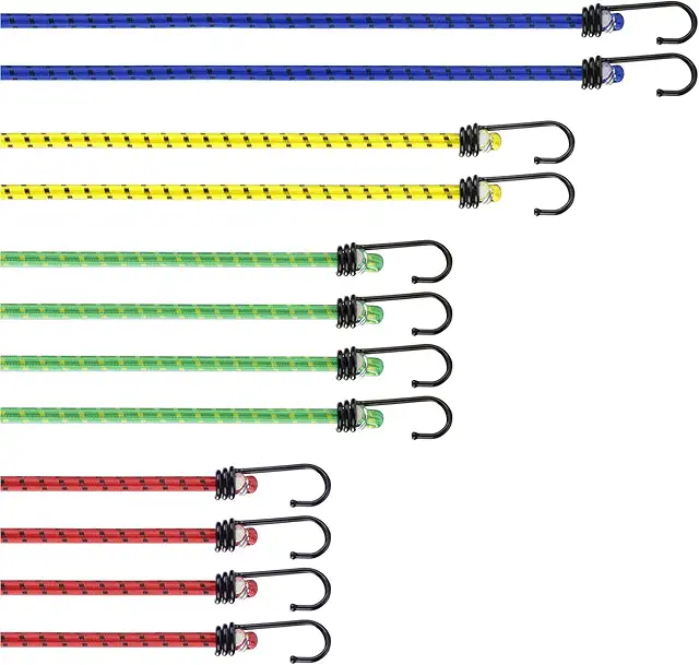 PRETEX 12x Lashing Straps with Hooks - Elastiek Haak Set in 4 Lengths