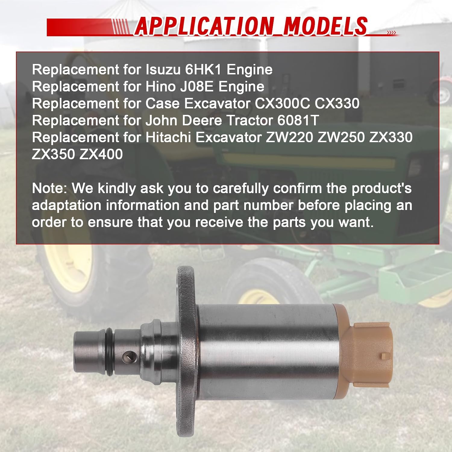 Pressure Suction Control Valve, 294200-0670 2942000670 Replacement for Isuzu 6HK1 Engine for Hino J08E Engine Tractor 6081T SCV Fuel Pump Suction Control Valve