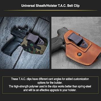 TacWare Cant Clips 2-Pack OWB Adjustable Belt Clips with Hardware Tuckable Universal Holster and Sheath Attachment TAC Grip Hook Design Made in USA