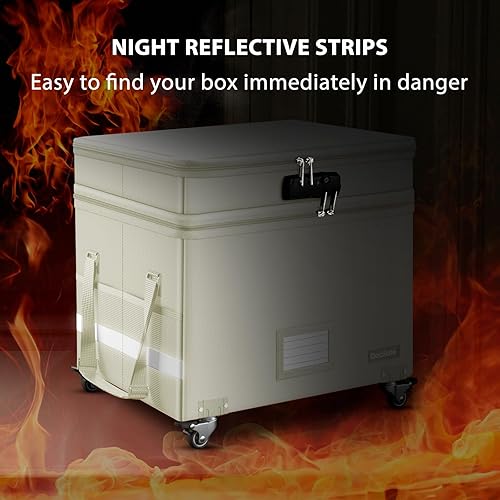 Miniatura 8 de DocSafe Caja de archivos con cerradura, caja de documentos ignífuga de 2 capas con ruedas, organizador de almacenamiento de archivos plegable con